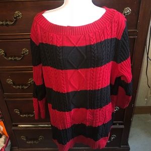 Chaps navy and red cable sweater 3x